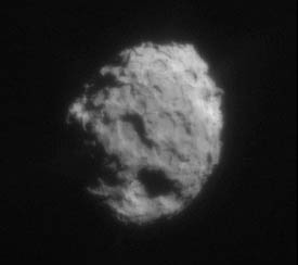 Comet Wild2 as imaged by the Stardust spacecraft. Image credit NASA/JPL. 