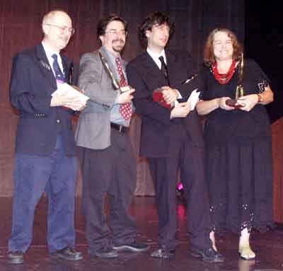 The Hugo winners - Copyright © 2002, Suzanne Gibson.