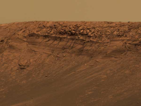 Endurance crater - Burns Ridge - true color.  Image credit NASA/JPL.
