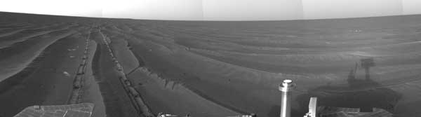 Opportunity, sands of Mars. Image credit NASA/JPL.