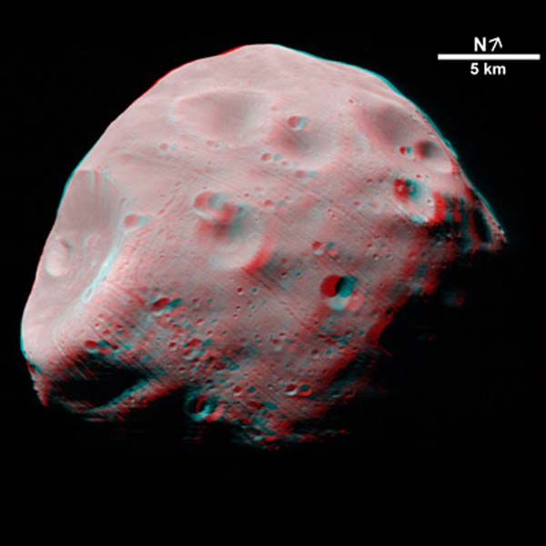 Phobos in 3D. Image credit ESA/DLR/FU Berlin (G. Neukum).