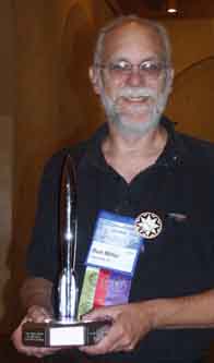 Ron Miller with his Hugo at the 2002 WorldCon - Picture  Copyright © 2002 by Suzanne Gibson.