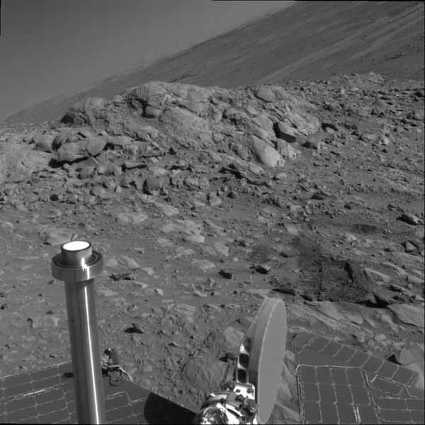 View from the hills, grey scale.  Image credit NASA/JPL. 