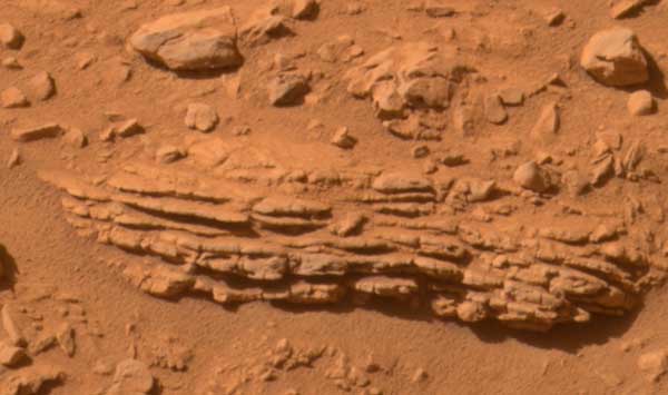 Layered rock, true color.  Image credit NASA/JPL. 