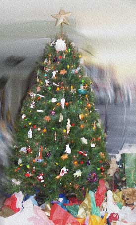 Our Christmas tree - Picture  Copyright © 2002 by Suzanne Gibson.