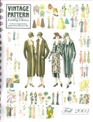 Cover for the the 2003 edition of the Vintage Pattern Lending Library catalog.
