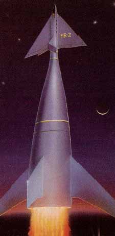Cover art by Ron for the Glencoe re-release of the famous Strombecker rocket models from the 1950's. Copyright © Ron Miller, All Rights Reserved.  